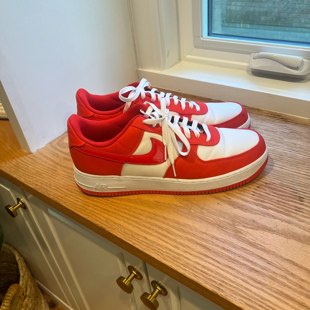 Orange and white Air Force 1